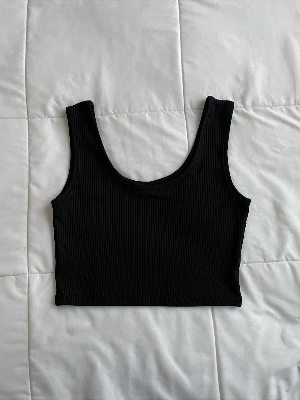 ROMWE Black Ribbed Crop Tank